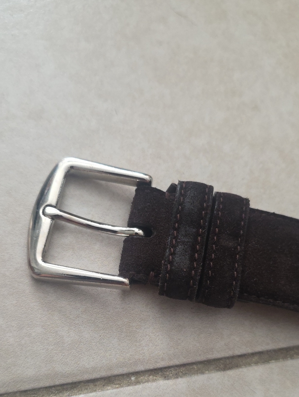Men's Dark Brown Suede Belt with Silver Buckle